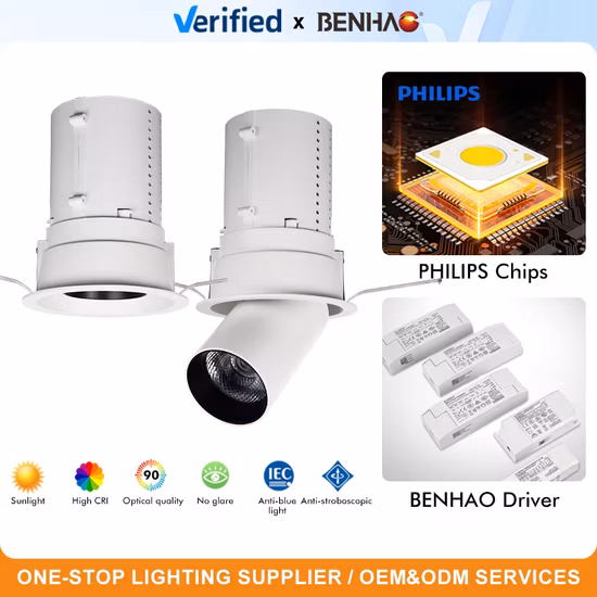 Adjustable Ceiling Recessed 6W/7W/10W/15W LED Downlight Fixture Deep Anti-Glare Spot Light