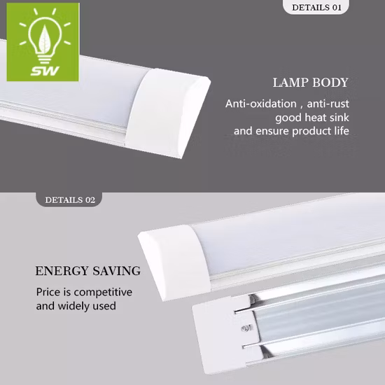 Eco-a 2/4/5FT 20W/40W/60W Laboratorio IP20 Lampada da soffitto a LED Striscia LED
